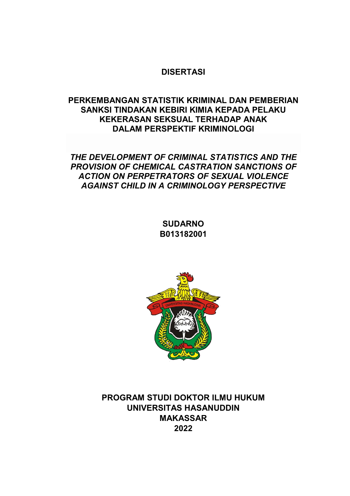 PERKEMBANGAN STATISTIK KRIMINAL DAN PEMBERIAN SANKSI TINDAKAN KEBIRI ...